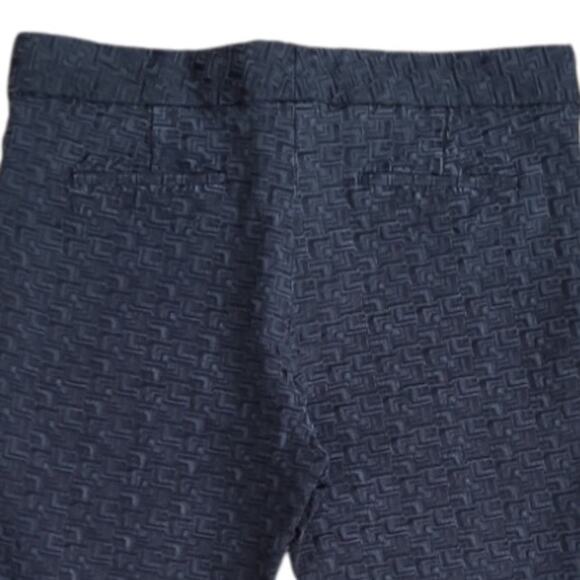 Elie Tahari Straight Cropped Pants GeometricTexture Waffle Weave Size 10 Gray - Picture 5 of 11